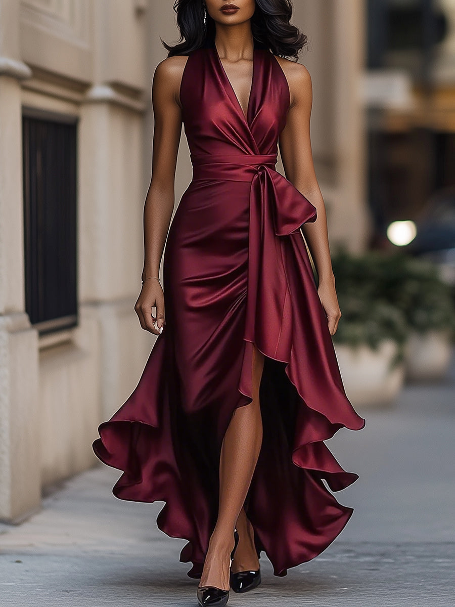 Callie Neckholder-Maxikleid mit Rüschenbesatz