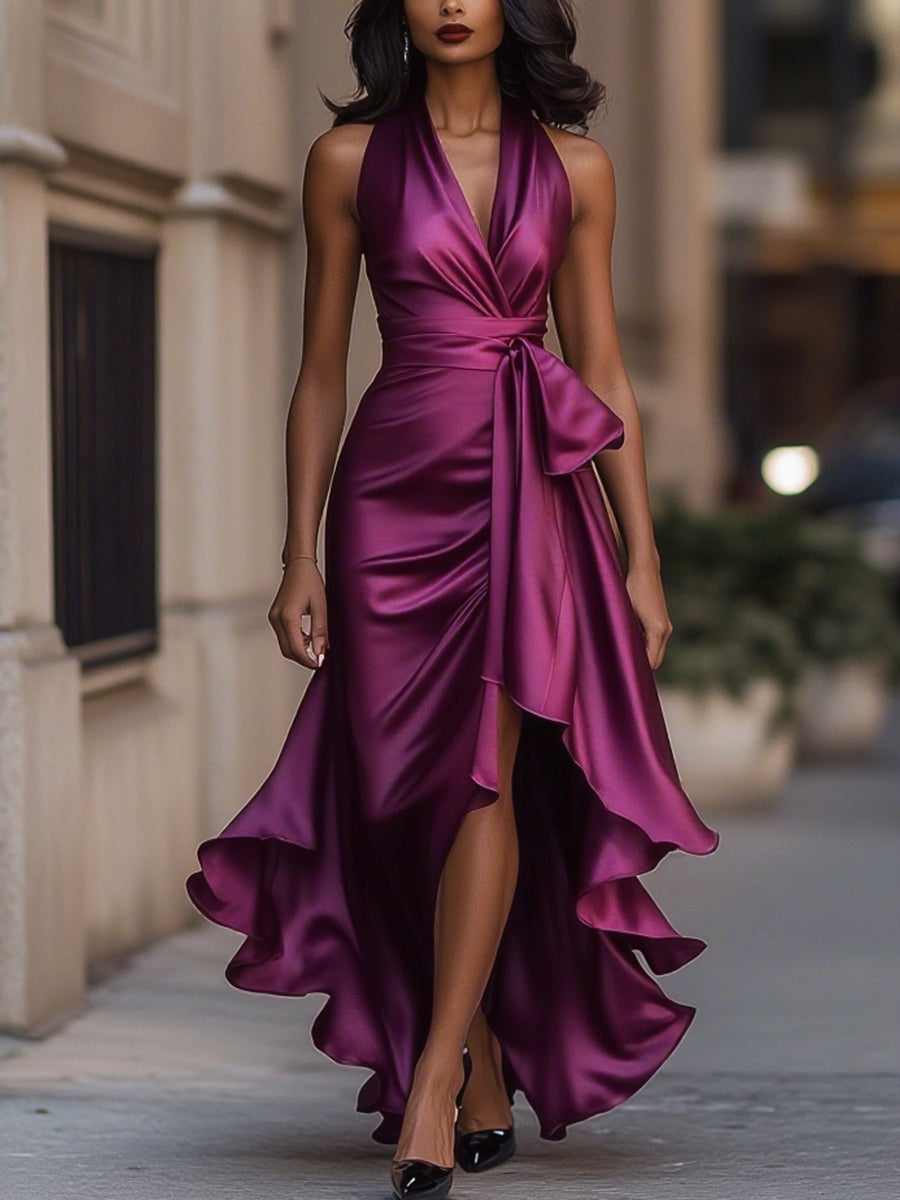 Callie Neckholder-Maxikleid mit Rüschenbesatz