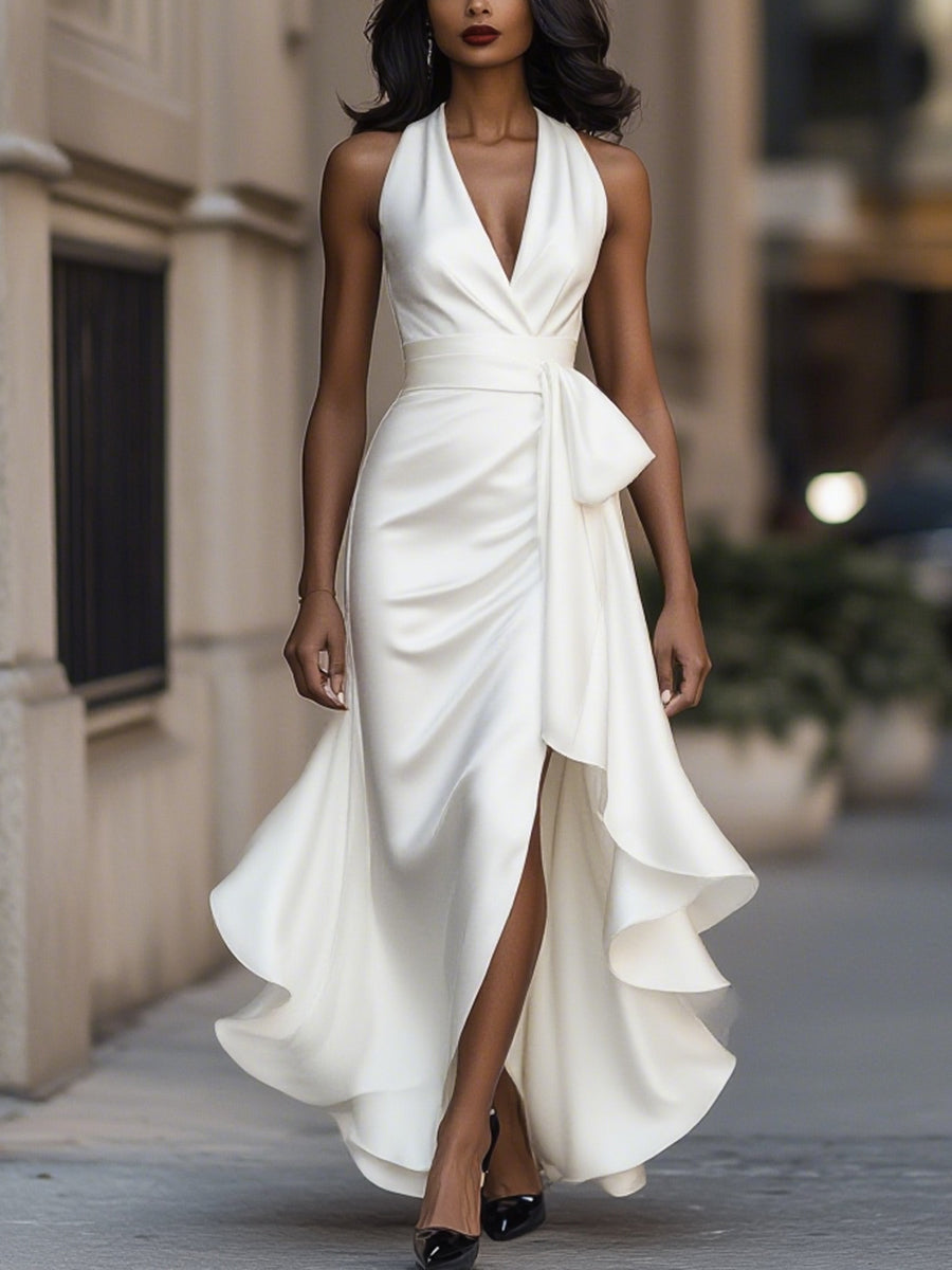 Callie Neckholder-Maxikleid mit Rüschenbesatz