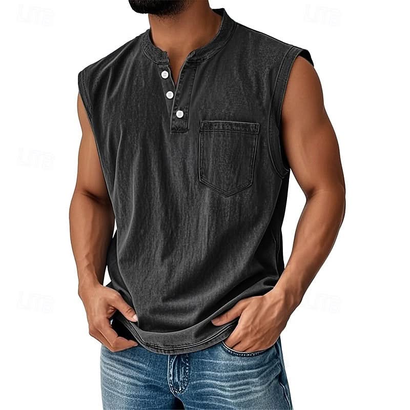 Henley-Top mit Vintage-Waschung