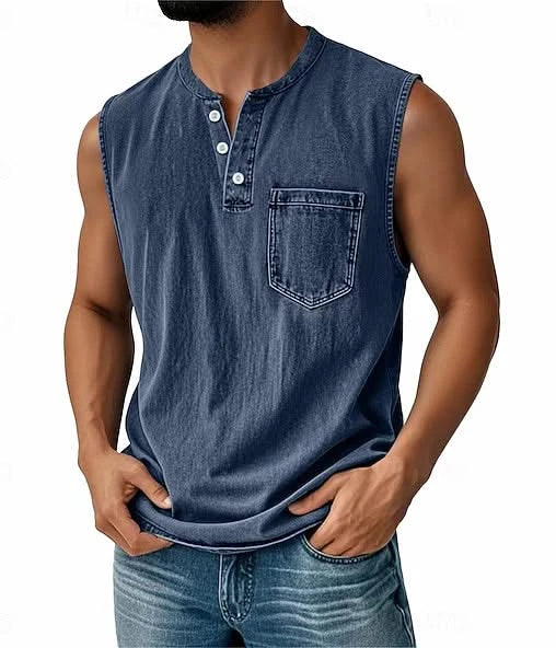 Henley-Top mit Vintage-Waschung