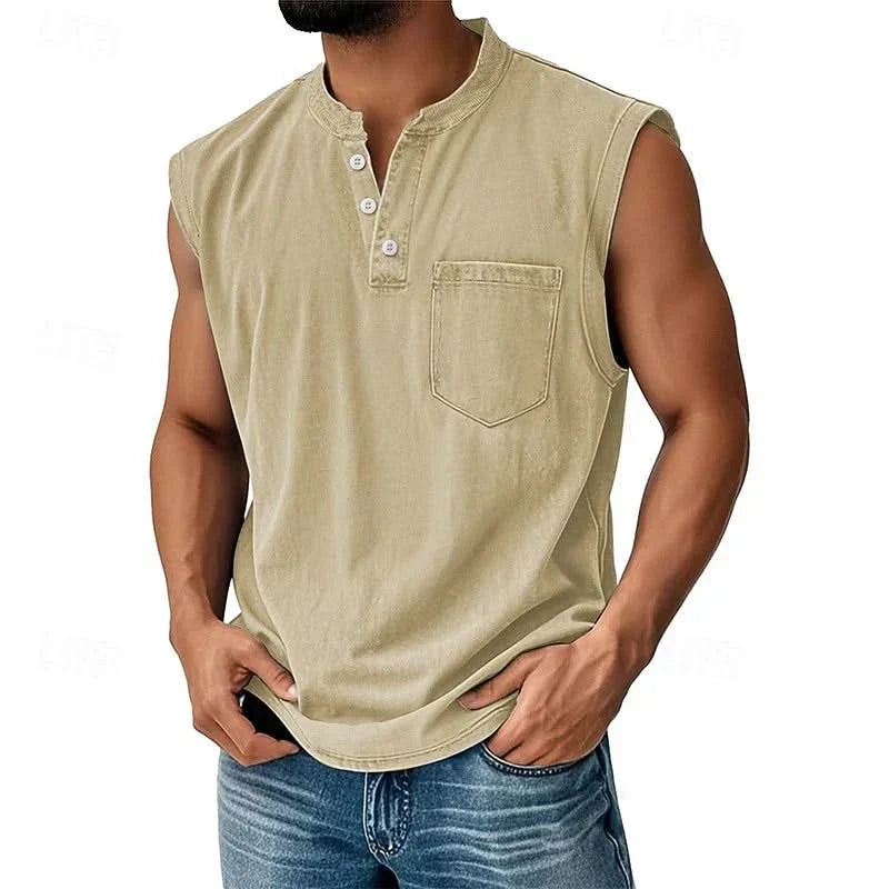 Henley-Top mit Vintage-Waschung