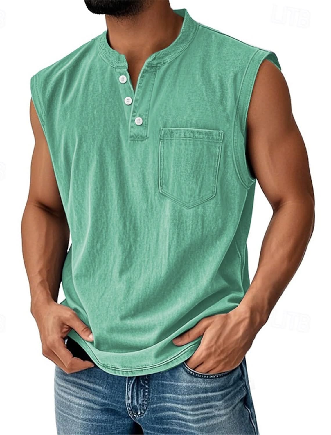 Henley-Top mit Vintage-Waschung