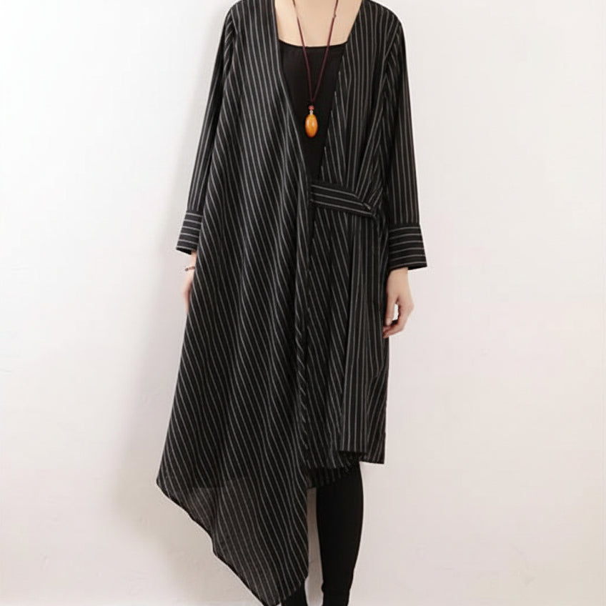 Gestreiftes Maxikleid Mit Bindegürtel
