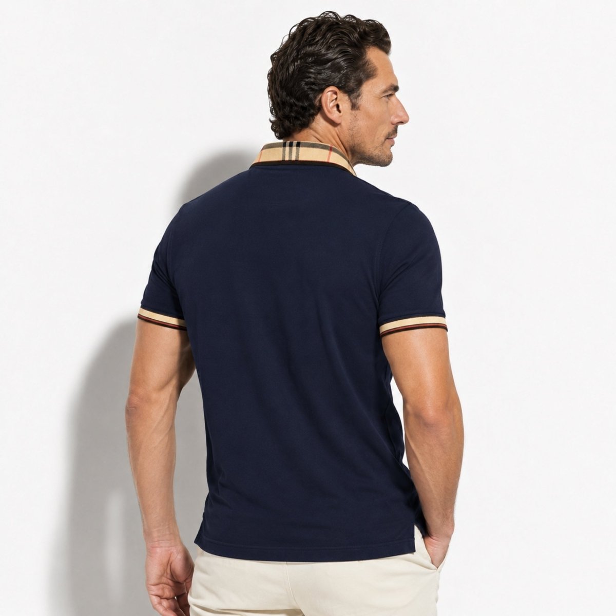 Herren-Poloshirt Mit Karokragen