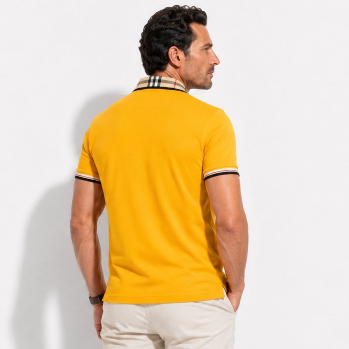 Herren-Poloshirt Mit Karokragen