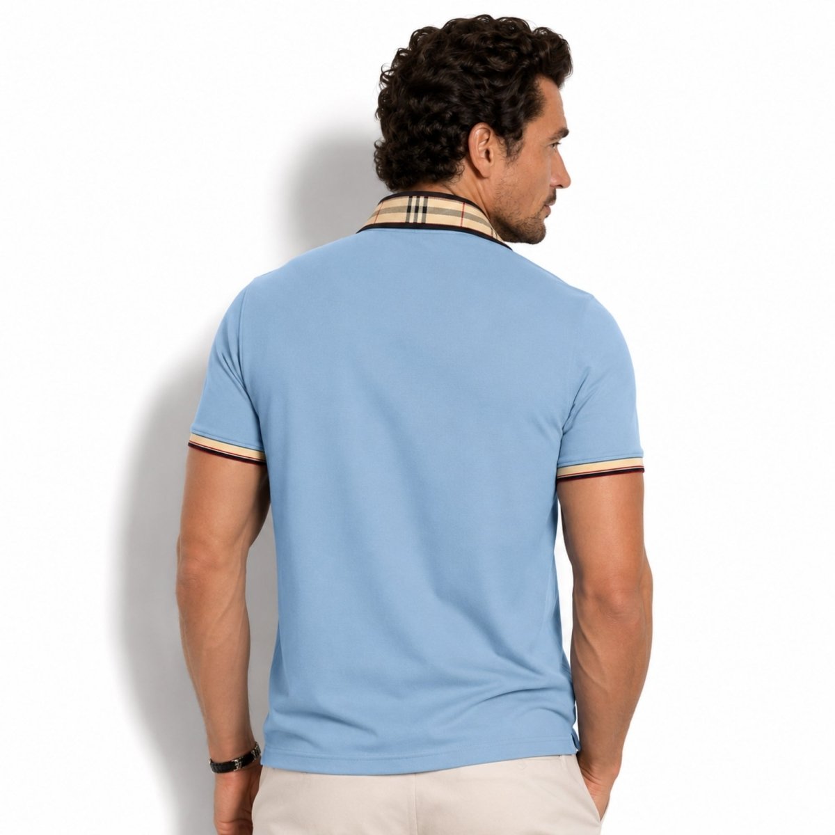 Herren-Poloshirt Mit Karokragen