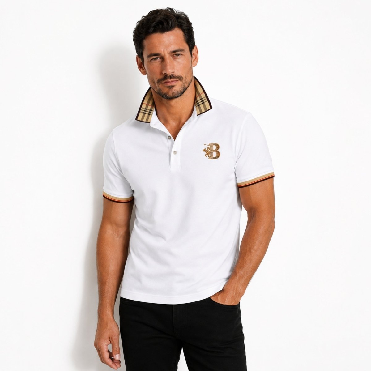 Herren-Poloshirt Mit Karokragen