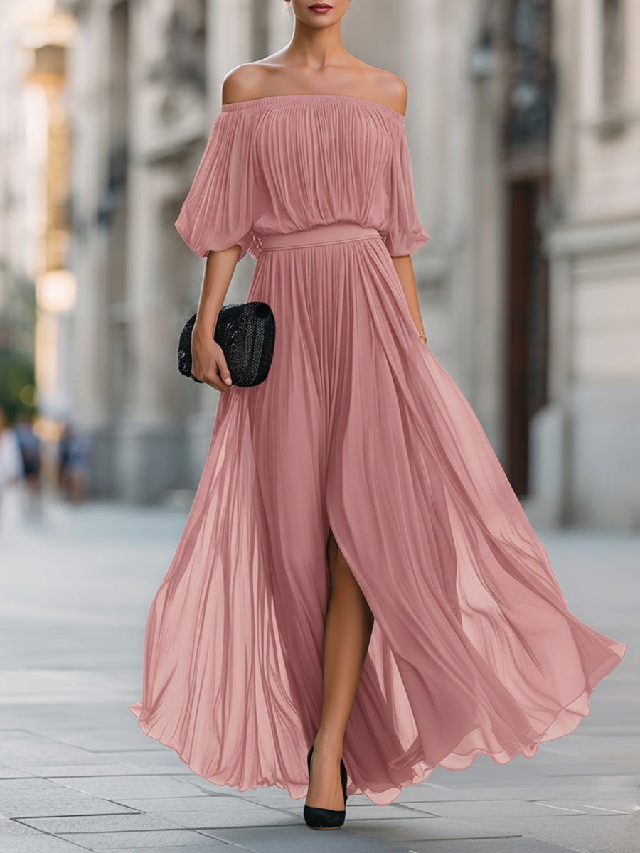 Elina Schulterfreies Maxikleid