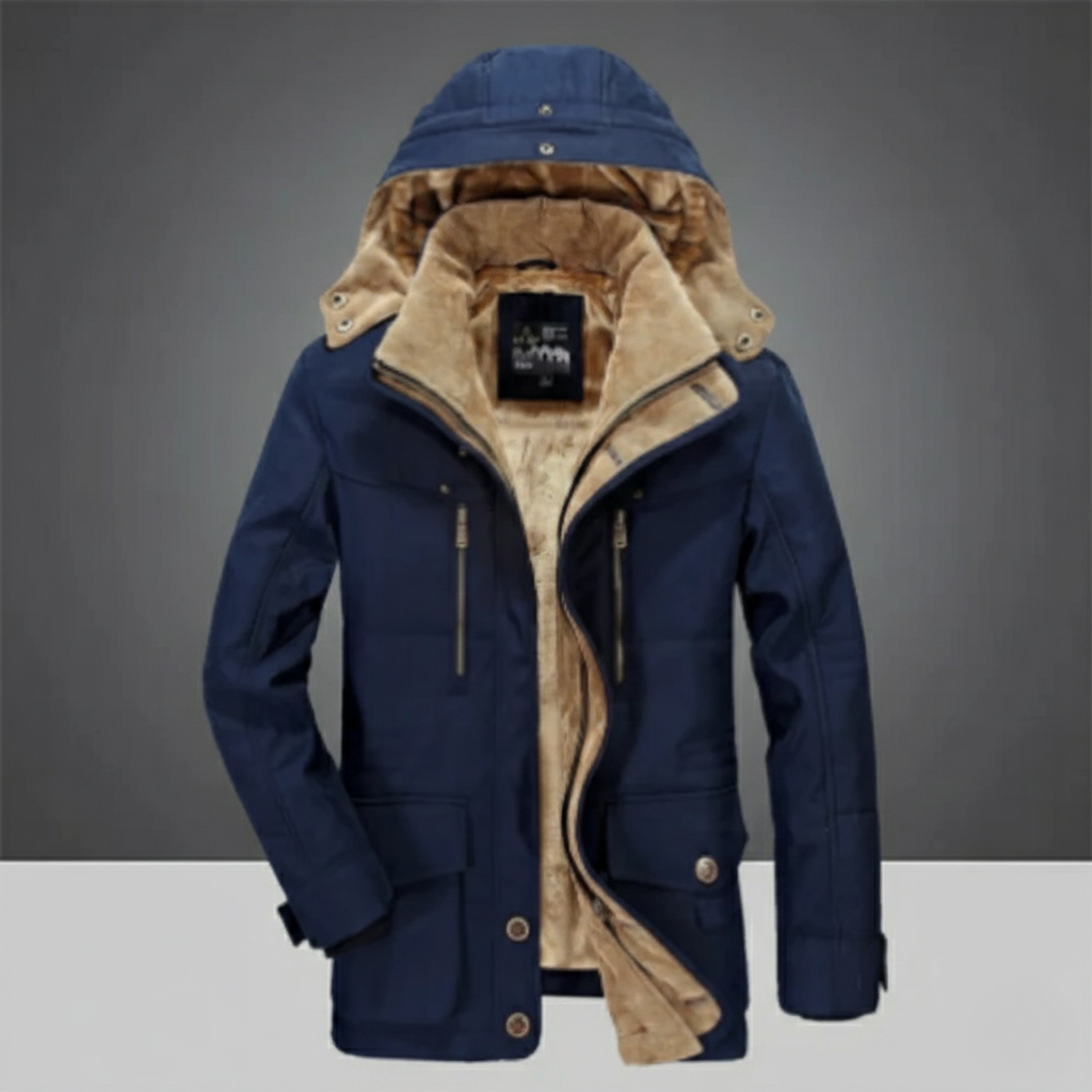 Herrenparka mit abnehmbarer Kapuze