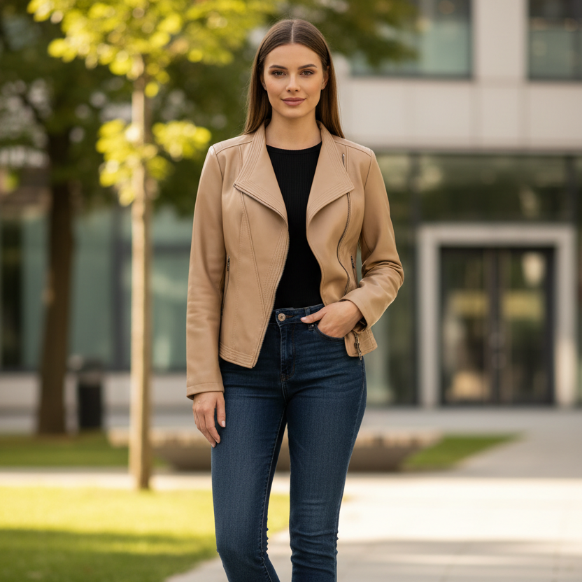 Damenjacke mit asymmetrischem Reißverschluss