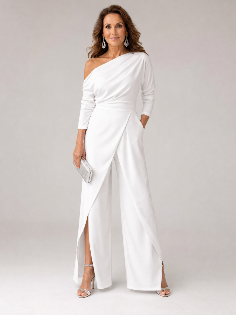 Emily One-Shoulder-Jumpsuit mit weitem Bein