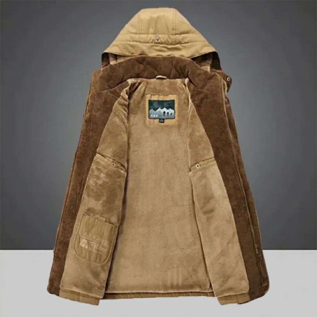 Herrenparka mit abnehmbarer Kapuze