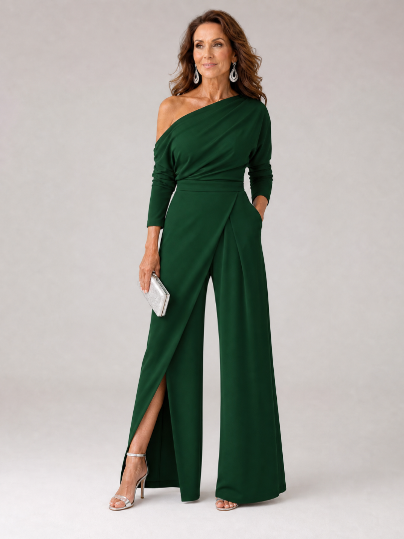 Emily One-Shoulder-Jumpsuit mit weitem Bein