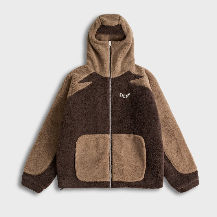 Zweifarbiger Parka in Braun