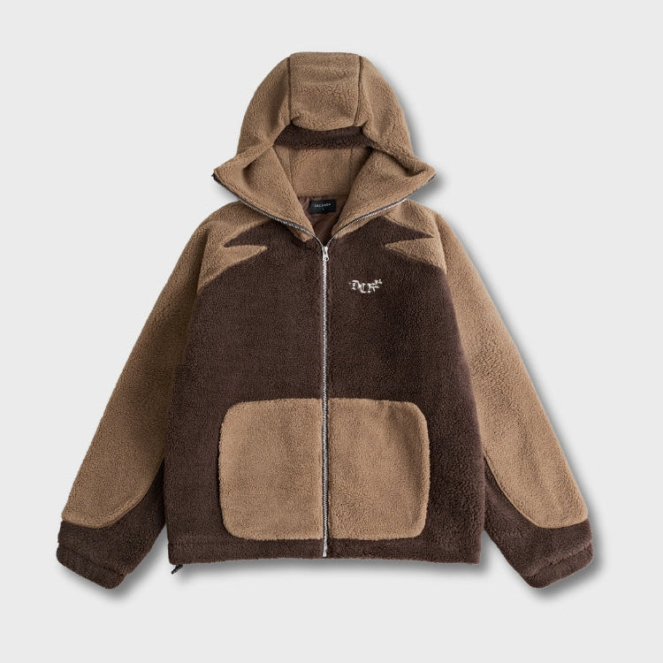 Zweifarbiger Parka in Braun