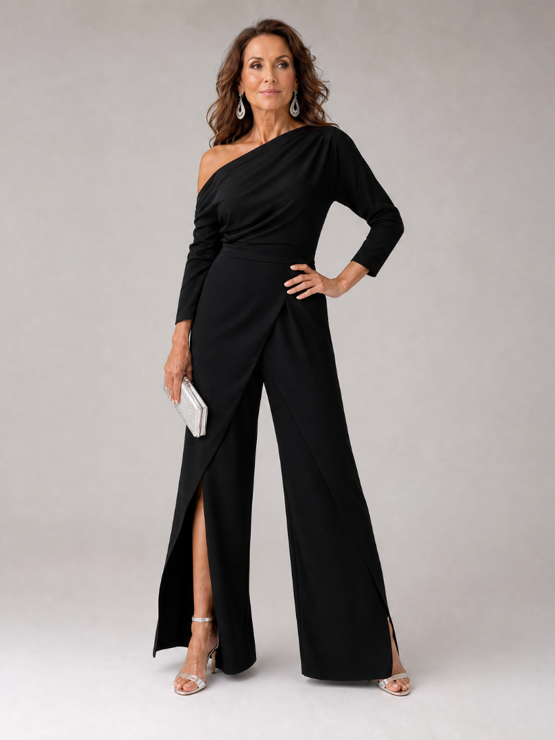 Emily One-Shoulder-Jumpsuit mit weitem Bein