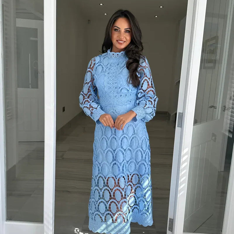 Acia Langarmkleid mit Spitze