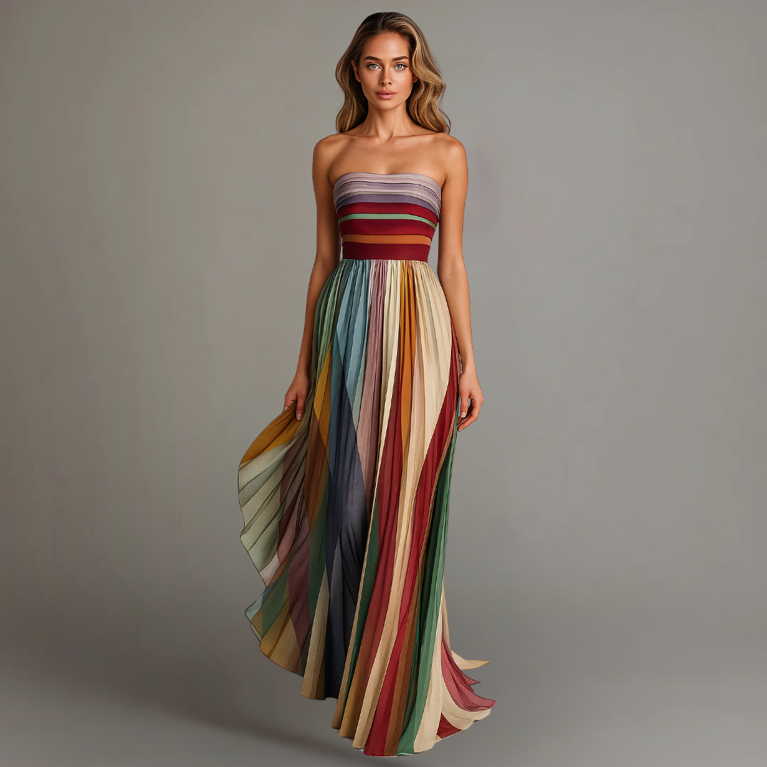 Luella Trägerloses Plissee-Maxikleid