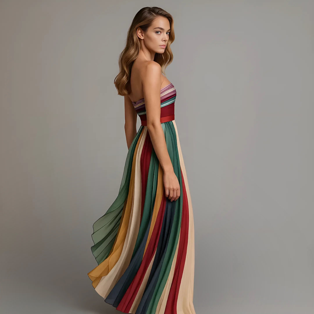 Luella Trägerloses Plissee-Maxikleid
