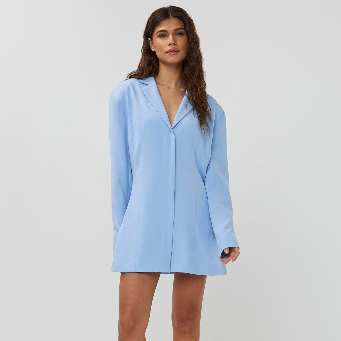 Hellblauer Parka Im Blazer-Schnitt