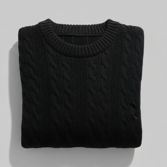 Arbury Oversized Cable Knit Sweater with Textured Design and Ribbed Neckline 4