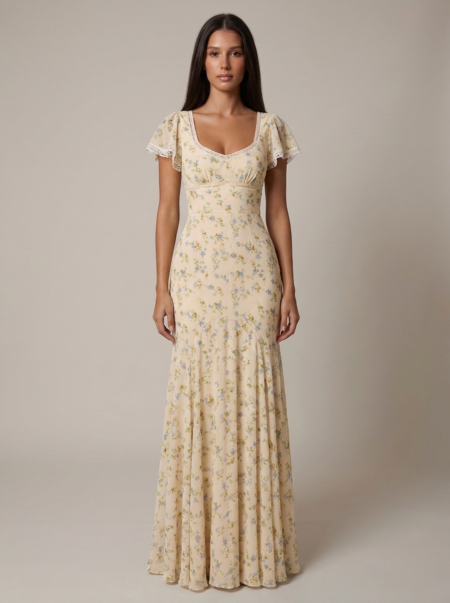 Victoria-Maxikleid mit Rüschensaum