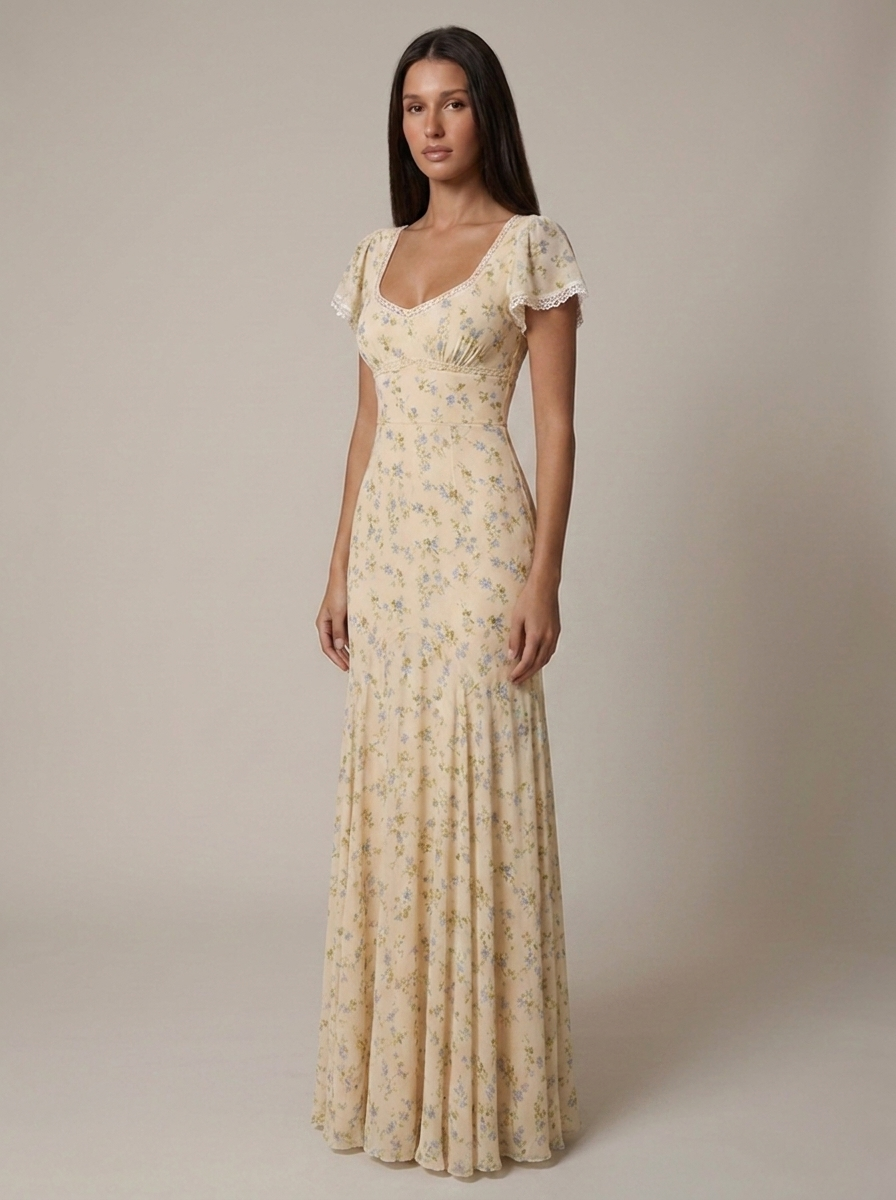 Victoria-Maxikleid mit Rüschensaum