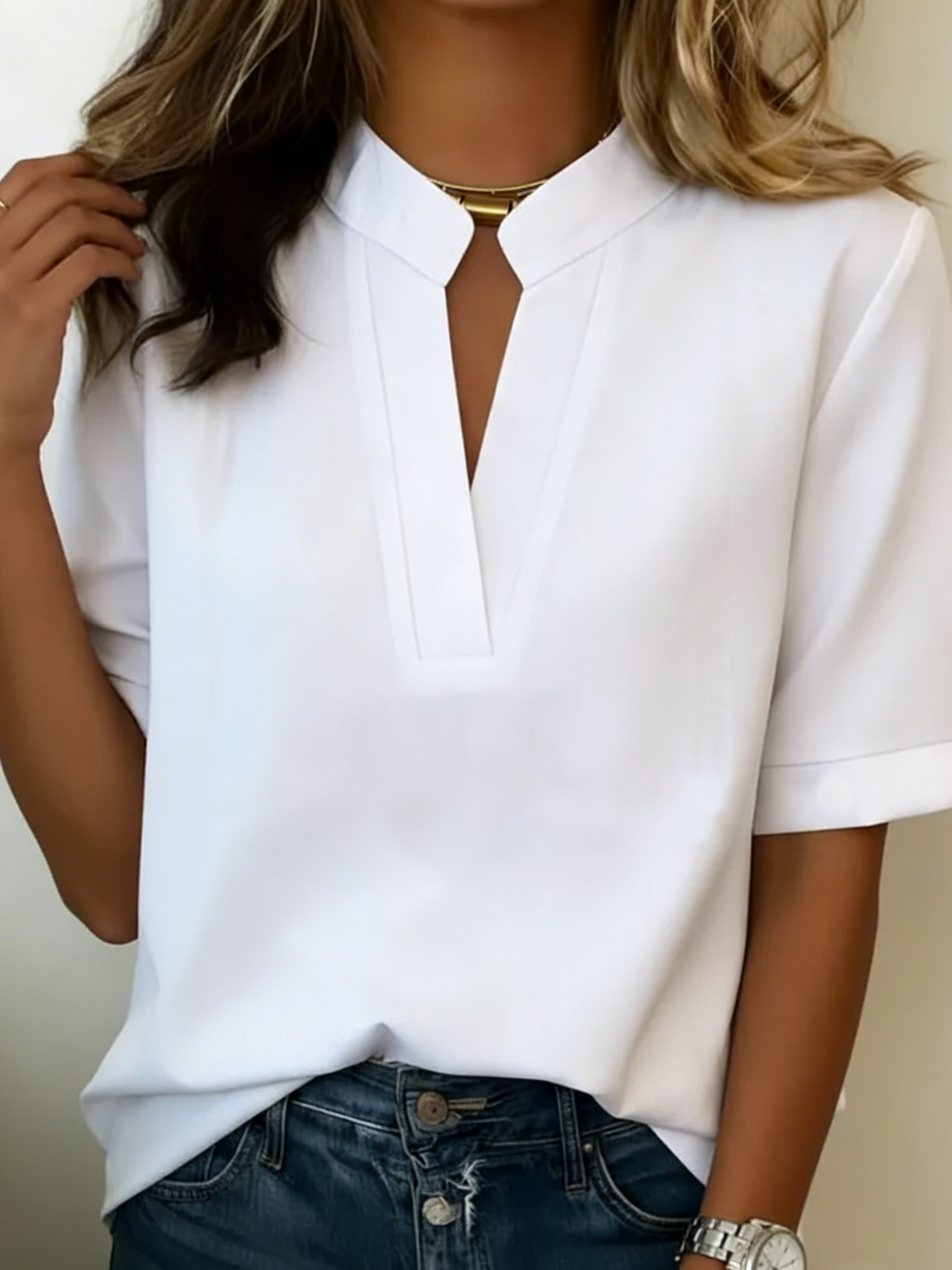 Damenbluse mit elegantem V-Ausschnitt