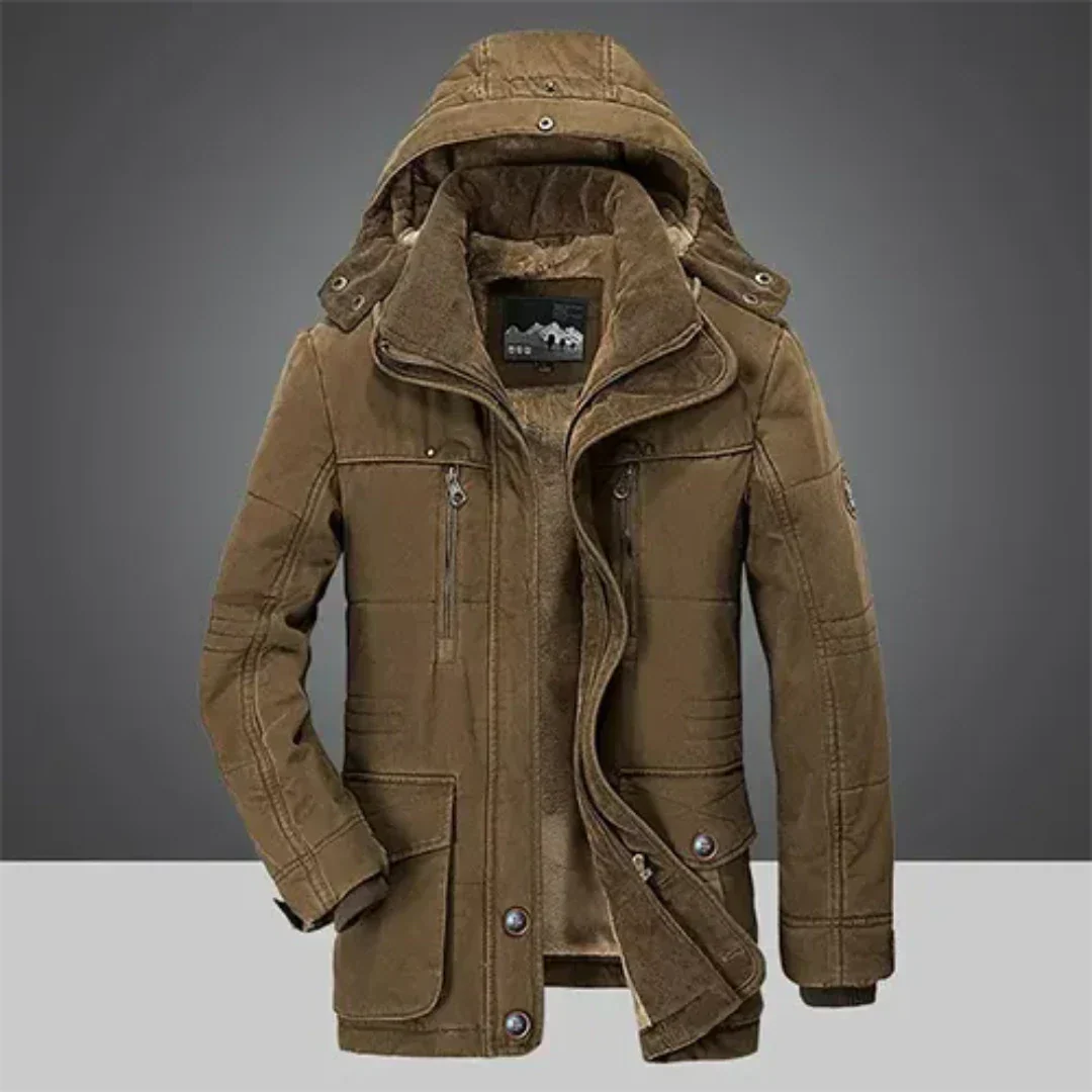 Herrenparka mit abnehmbarer Kapuze