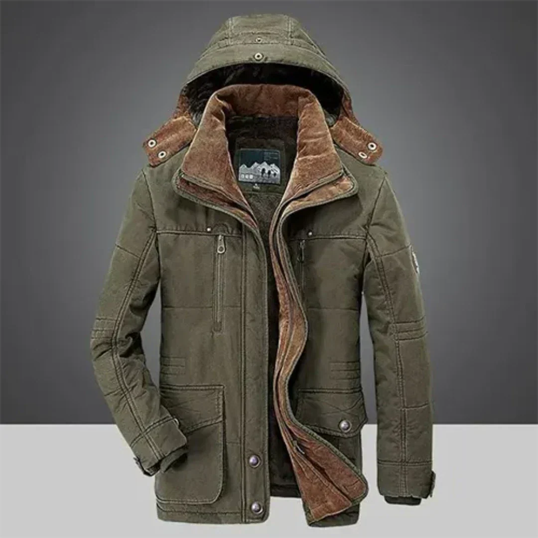 Herrenparka mit abnehmbarer Kapuze