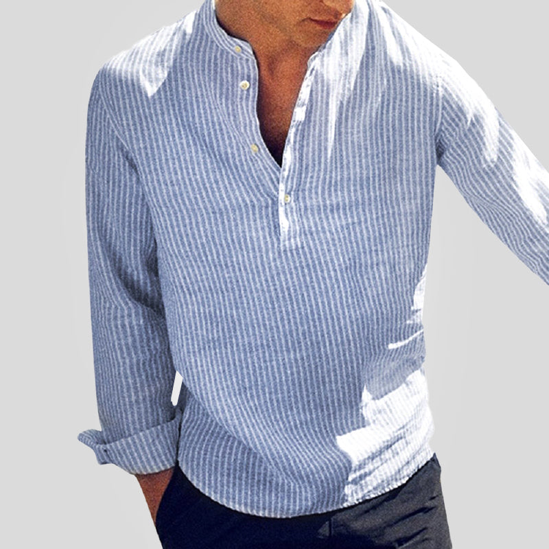 Gestreiftes Henley-Hemd mit lockerer Passform