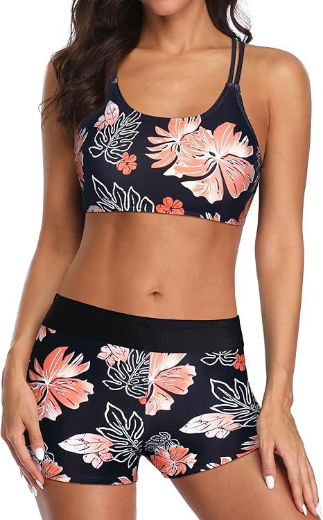 Dreiteiliges Tankini-Set mit Kreuzrücken