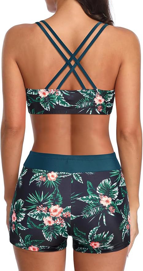 Dreiteiliges Tankini-Set mit Kreuzrücken