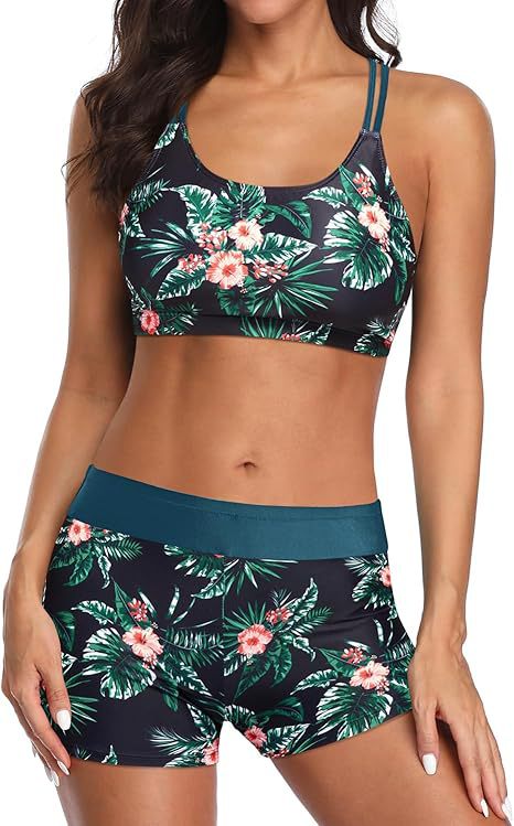 Dreiteiliges Tankini-Set mit Kreuzrücken