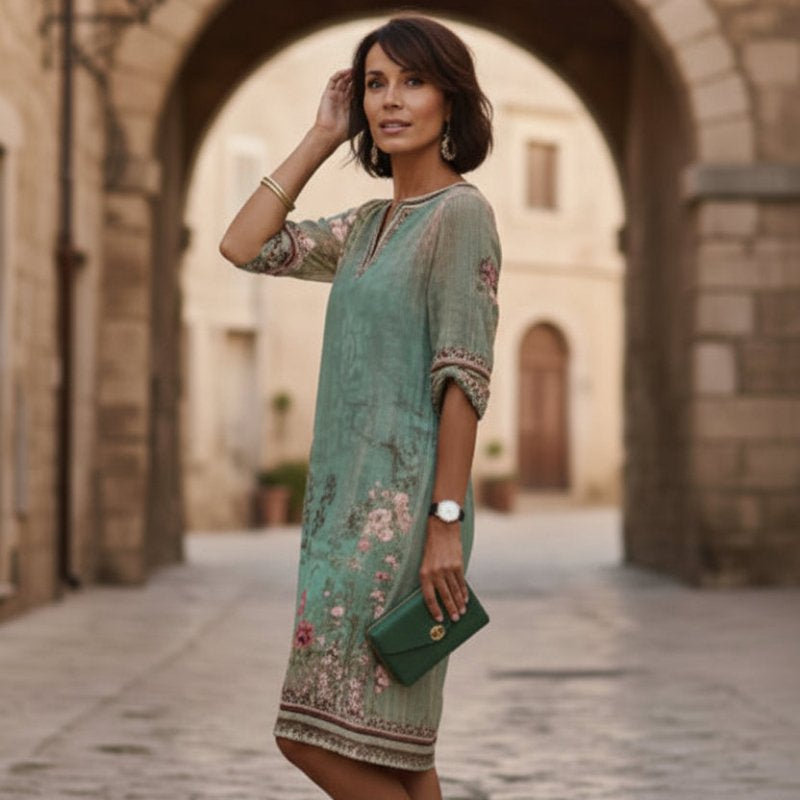 Edda Women's Floral Midi Dress - Lightweight V-Neck Summer Dress for Casual Outings 0