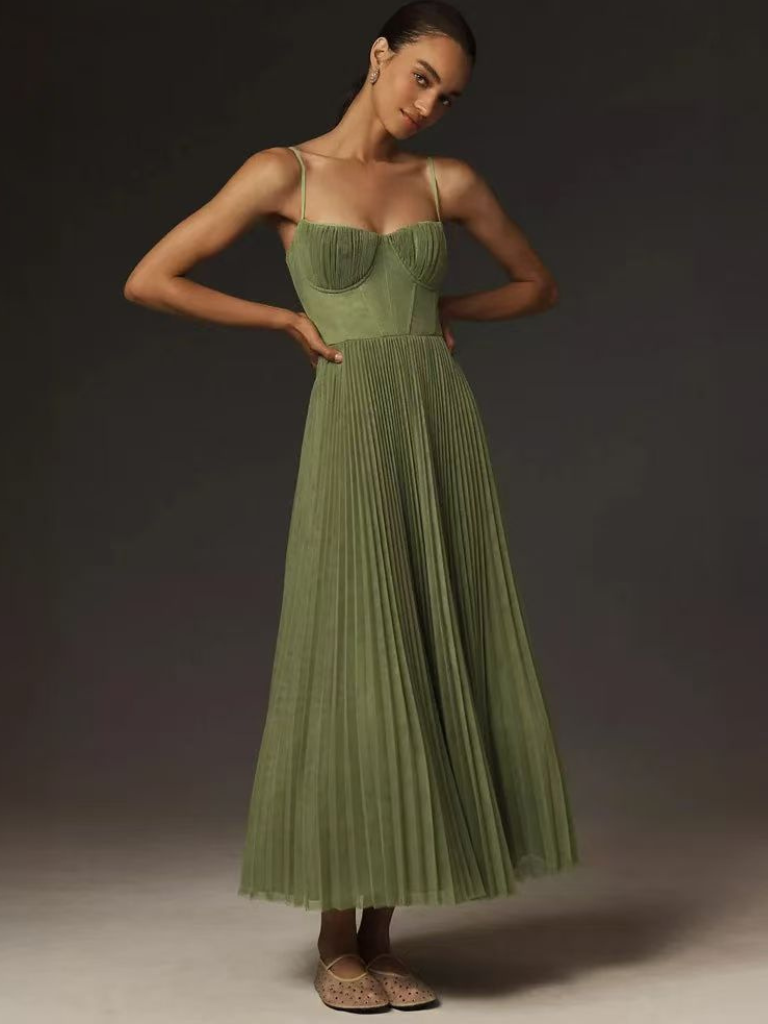 Plissiertes Maxikleid für Hochzeiten