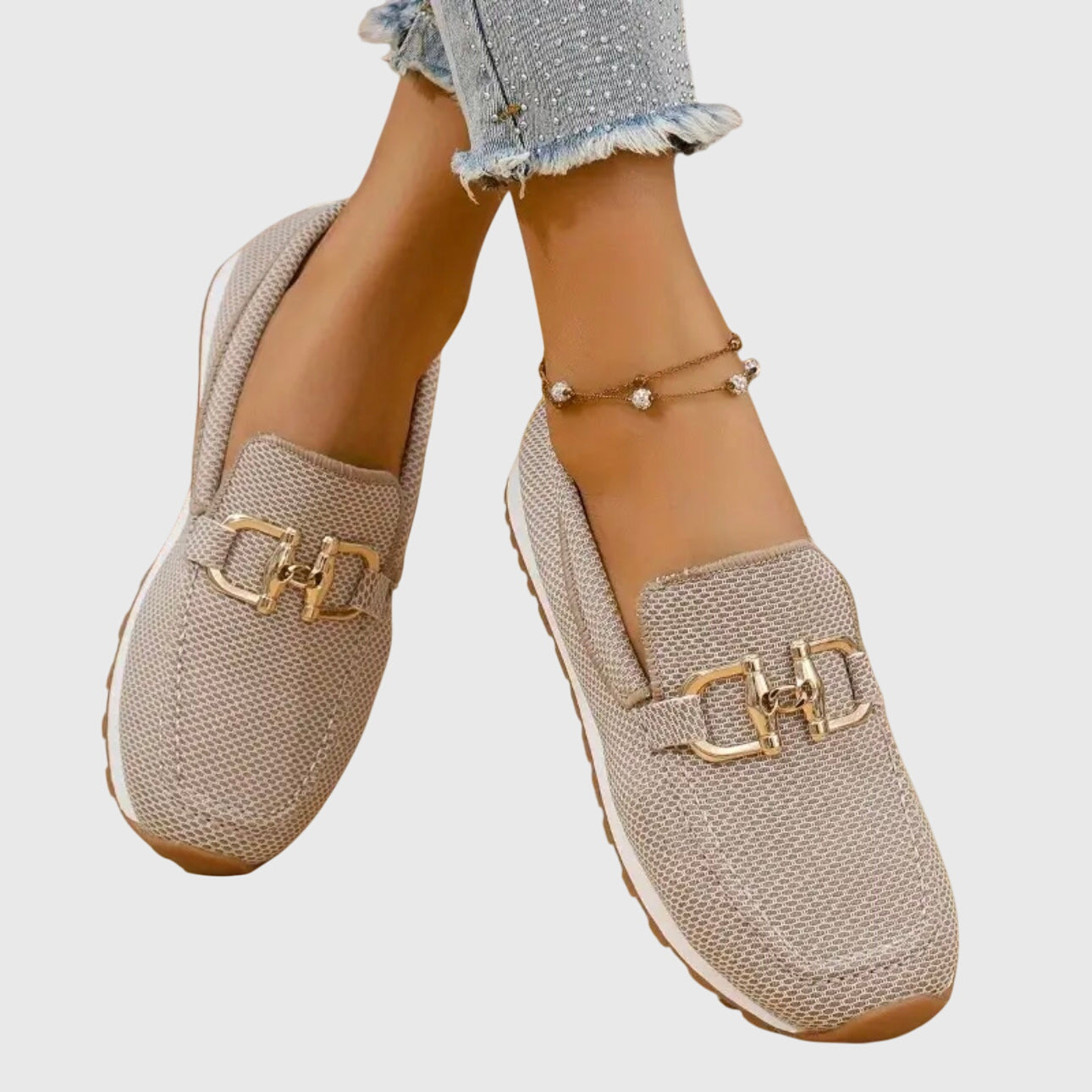 Komfort-Loafer mit Goldakzent