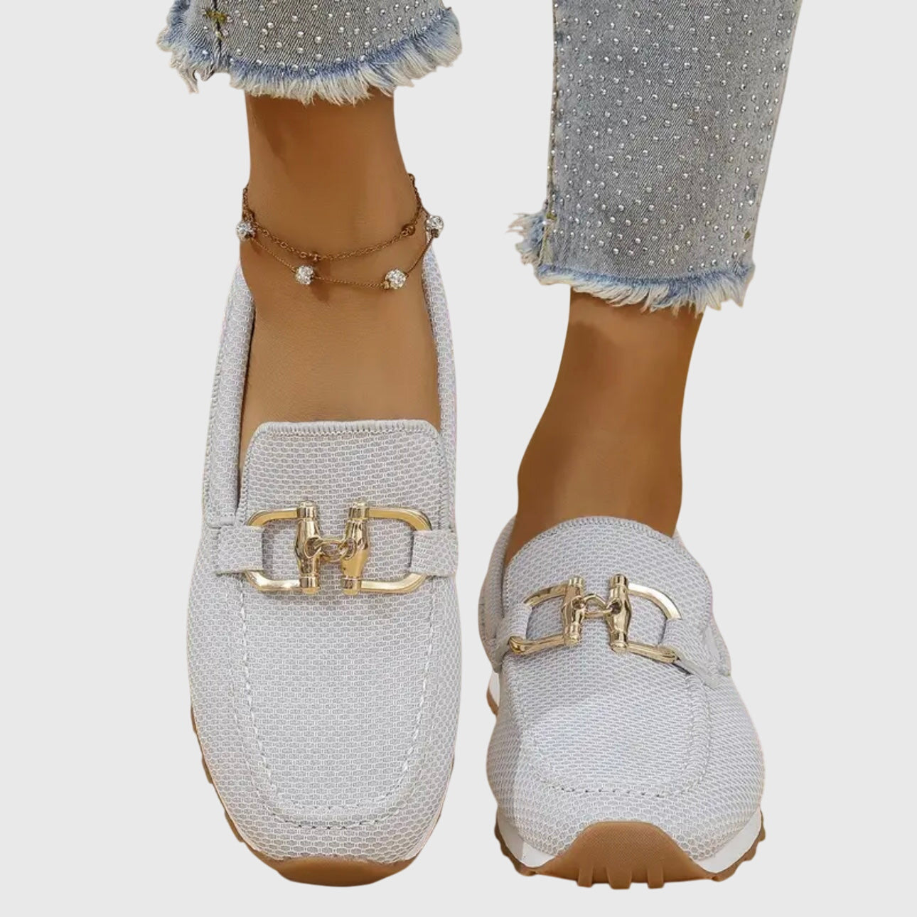 Komfort-Loafer mit Goldakzent