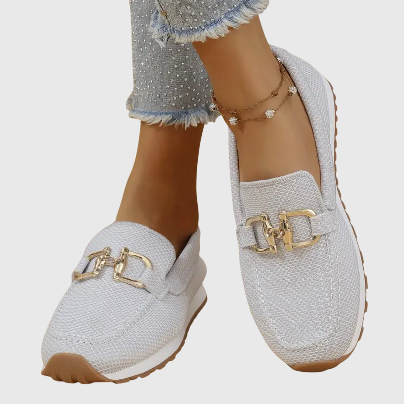 Komfort-Loafer mit Goldakzent