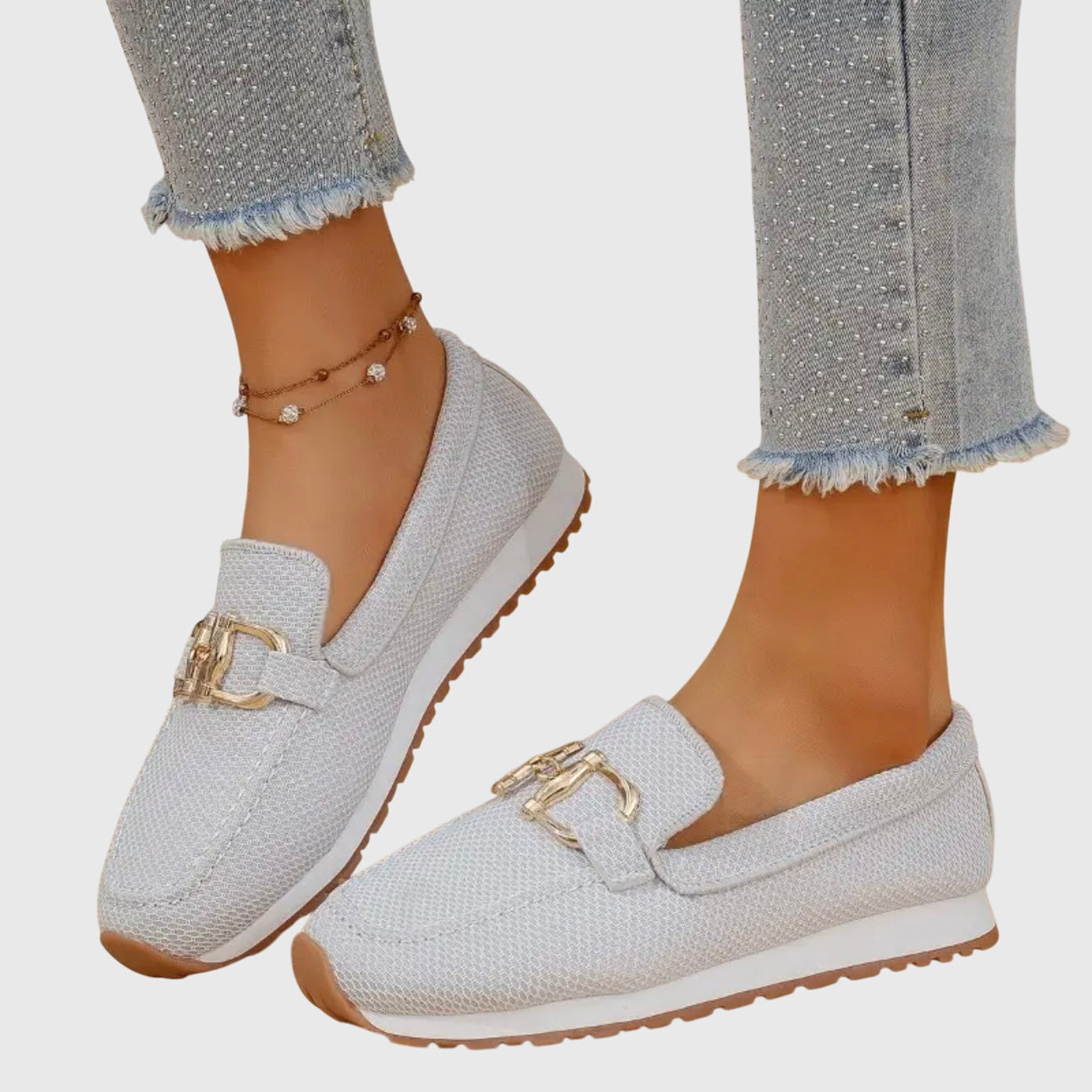 Komfort-Loafer mit Goldakzent