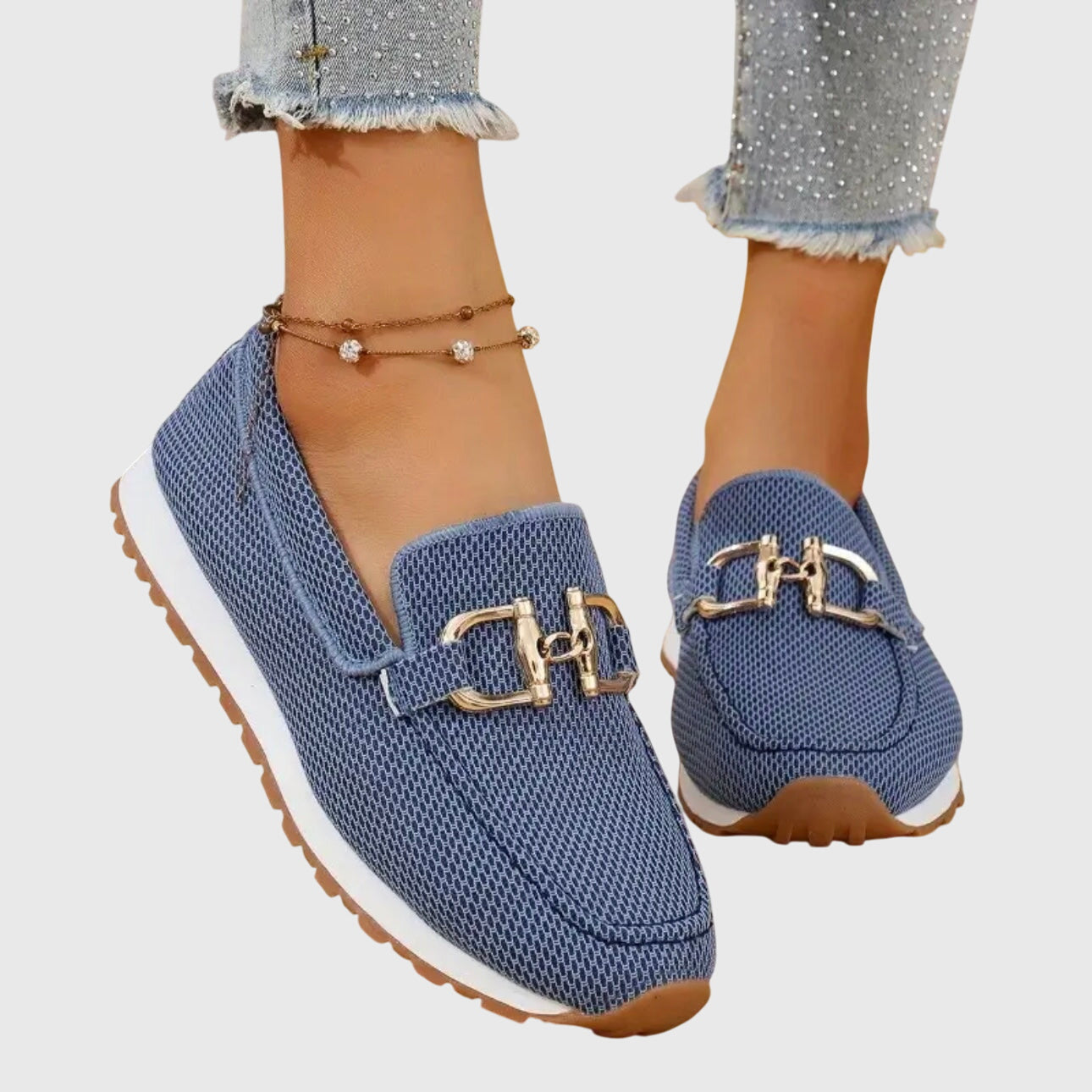 Komfort-Loafer mit Goldakzent