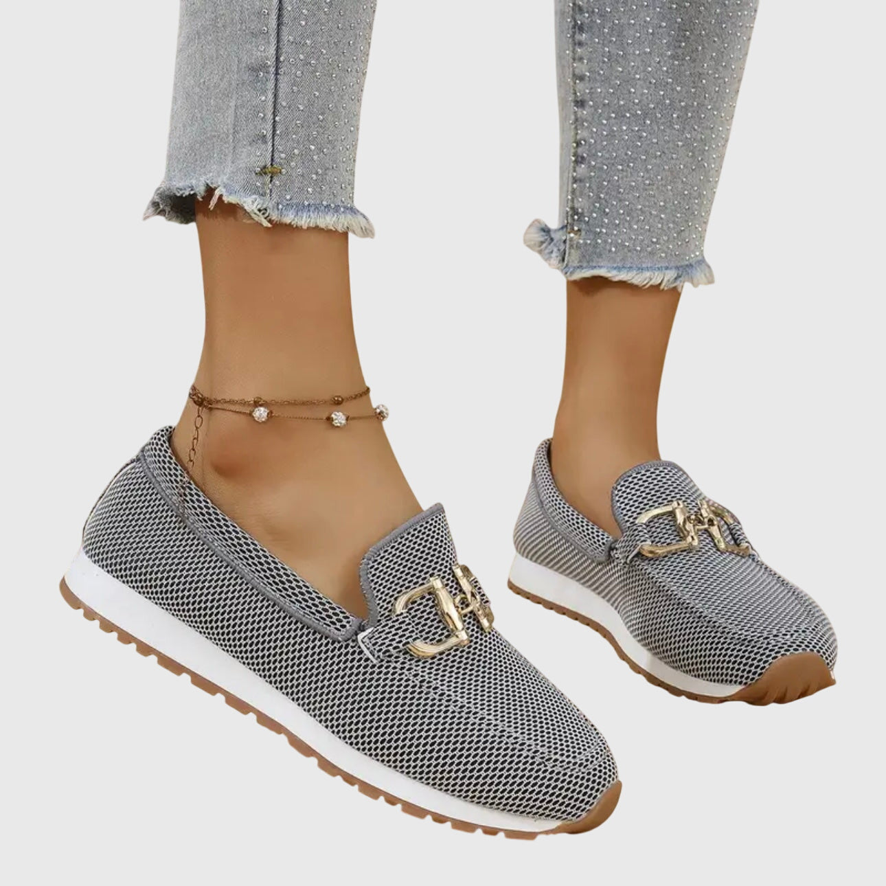 Komfort-Loafer mit Goldakzent