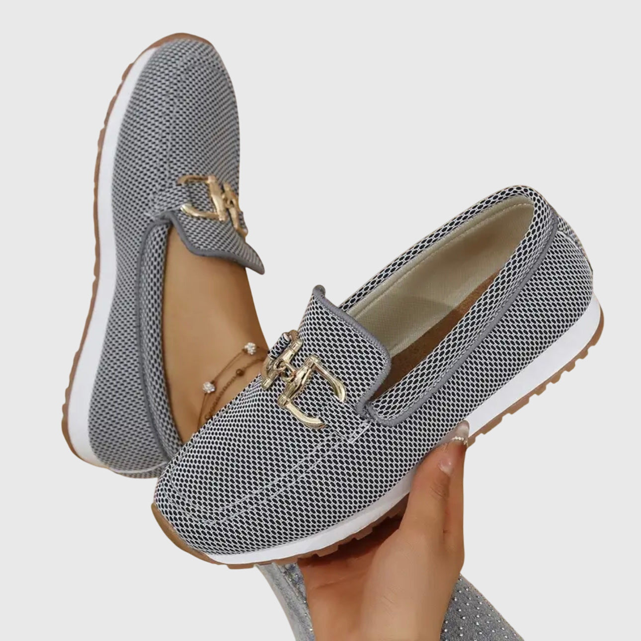 Komfort-Loafer mit Goldakzent