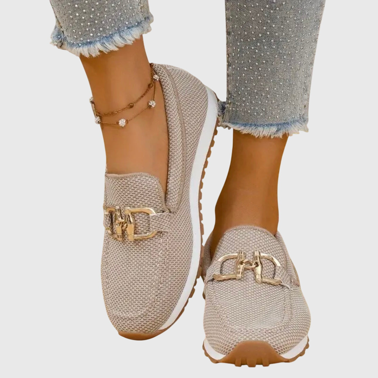 Komfort-Loafer mit Goldakzent