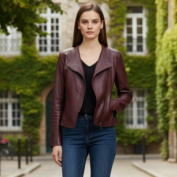 Damenjacke mit asymmetrischem Reißverschluss