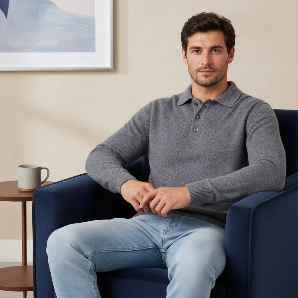 Herrenpullover Mit Polokragen