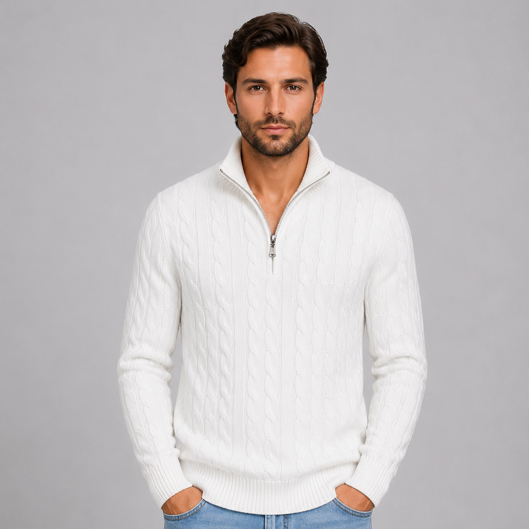 Herrenpullover mit Viertelreißverschluss