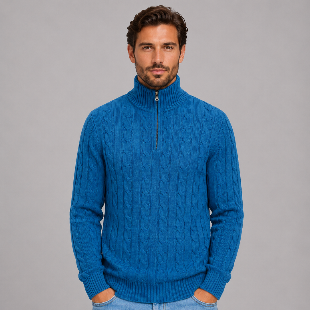 Herrenpullover mit Viertelreißverschluss