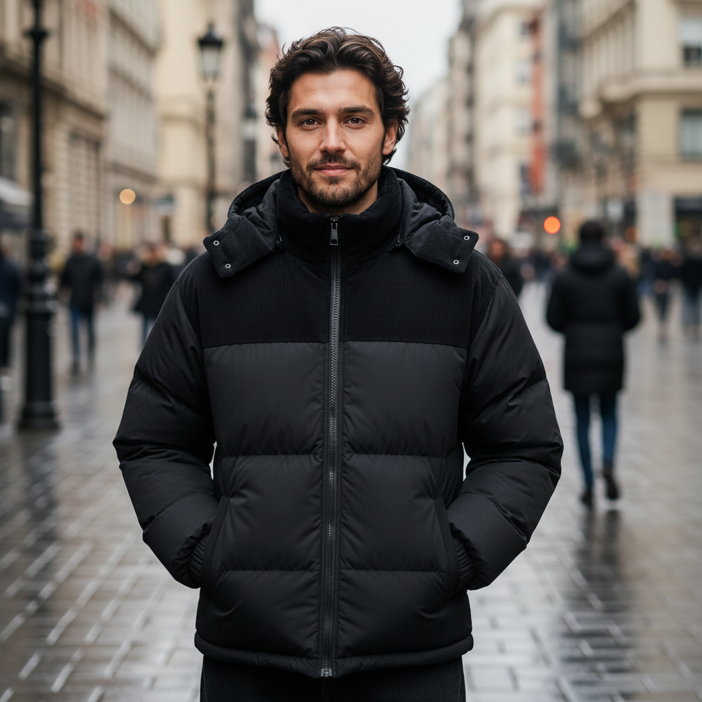 Herren-Steppparka mit Kapuze